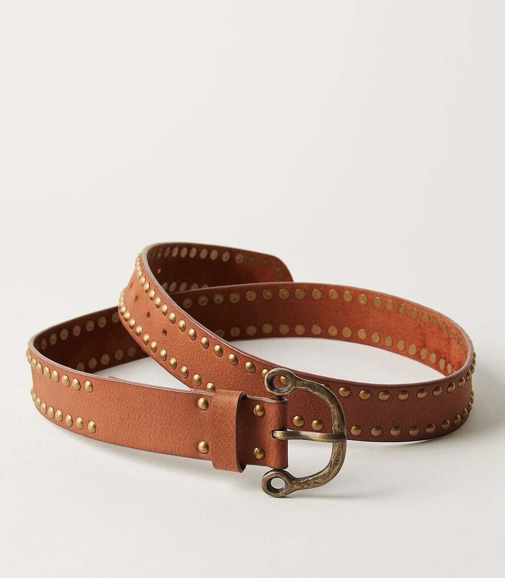 Free People Brown Leather Belt with Studs Size Small NWT